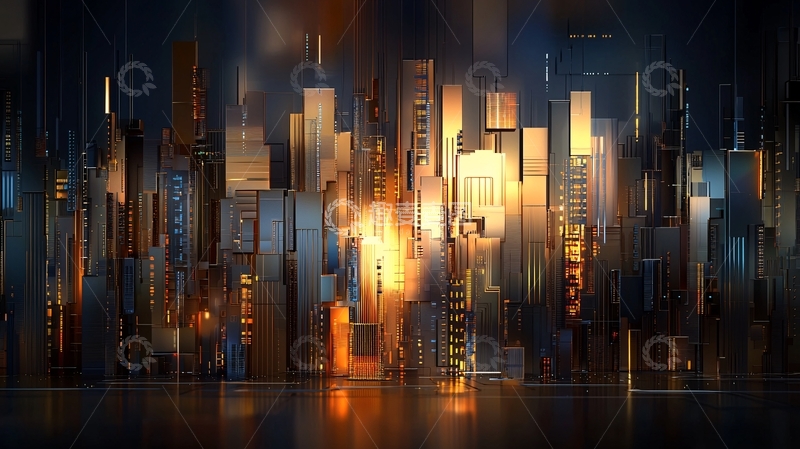 高清大图下载【趣麦麦图】未来城市夜景抽象光绘