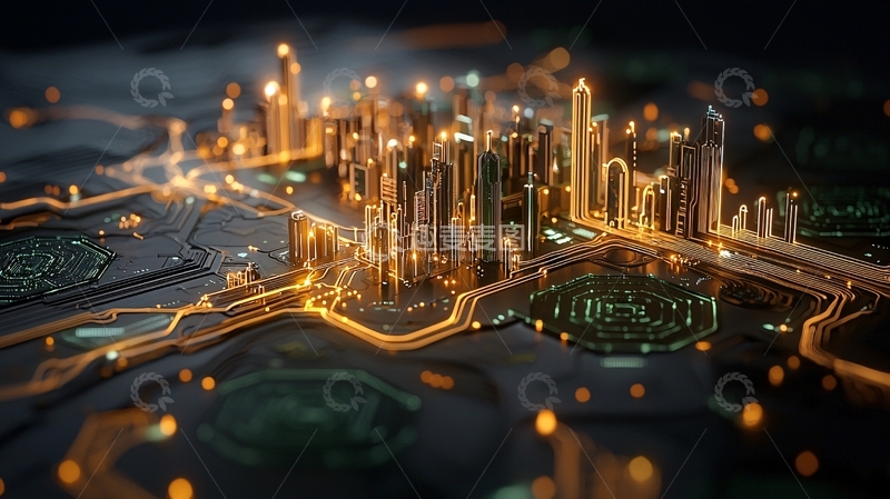 高清大图下载【趣麦麦图】城市夜景发光建筑群