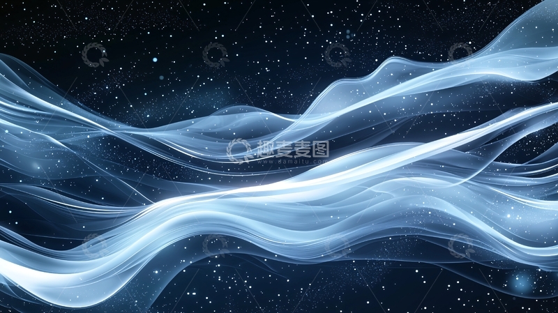 高清大图下载【趣麦麦图】蓝色抽象波浪流动背景