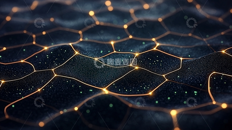 高清大图下载【趣麦麦图】蓝色网络发光节点背景