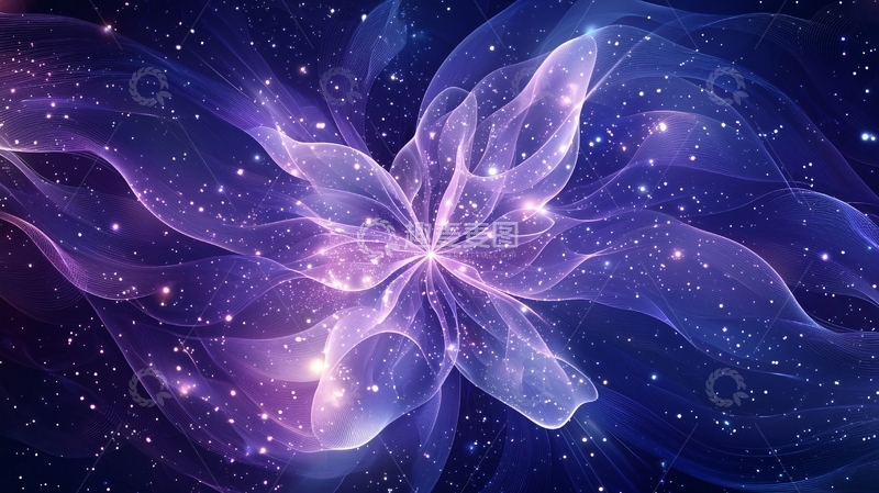 高清大图下载【趣麦麦图】紫色星空下的花朵