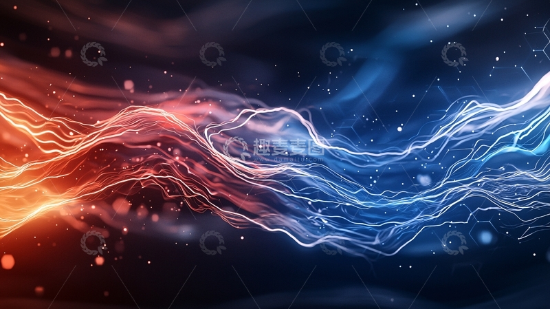 高清大图下载【趣麦麦图】红蓝能量流动抽象背景