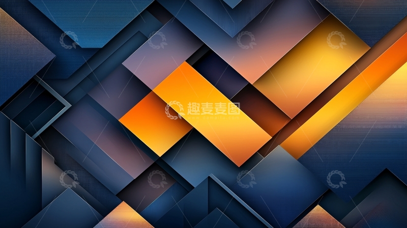 高清大图下载【趣麦麦图】蓝色橙色几何图形
