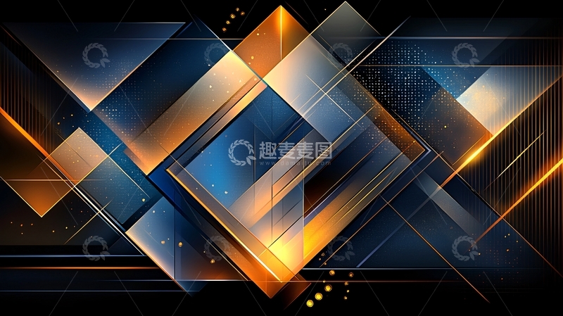 高清大图下载【趣麦麦图】蓝色和金色的抽象几何图形