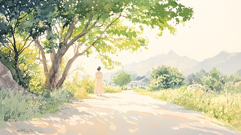 高清大图下载【趣麦麦图】阳光下的树荫小路