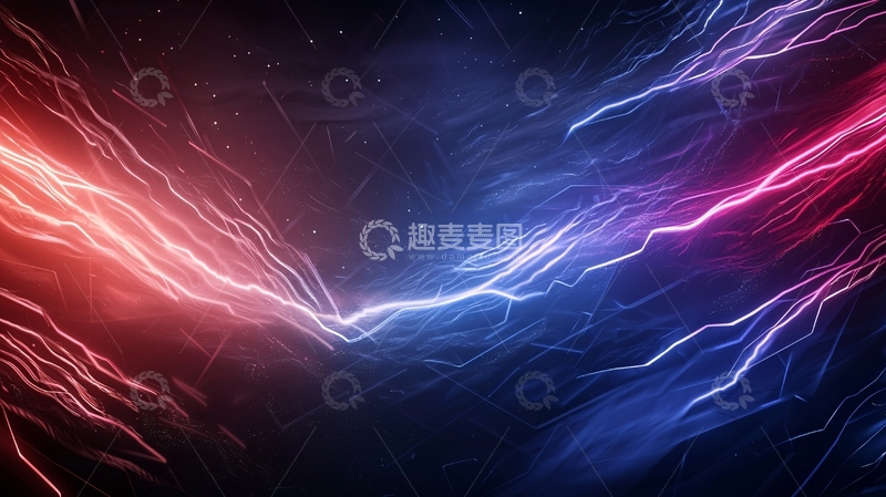 高清大图下载【趣麦麦图】红蓝闪电交汇的能量场
