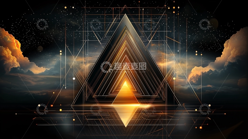 高清大图下载【趣麦麦图】金色三角高清图片