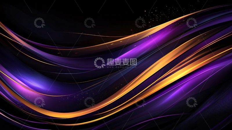 高清大图下载【趣麦麦图】紫色金色流动抽象背景