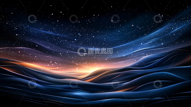 高清大图下载【趣麦麦图】星空下流动的抽象光线