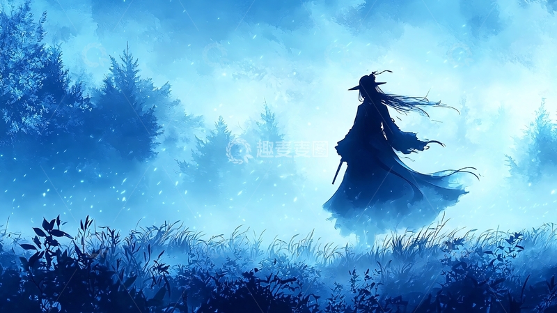 高清大图下载【趣麦麦图】月夜下的剑客