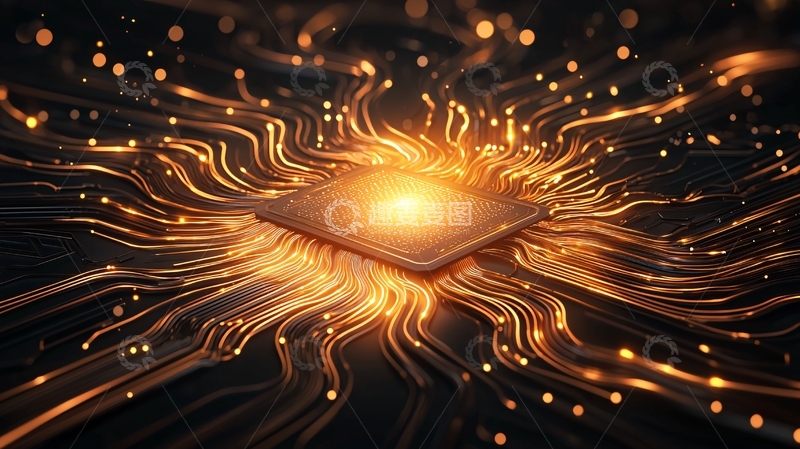 高清大图下载【趣麦麦图】微芯片电路发光图