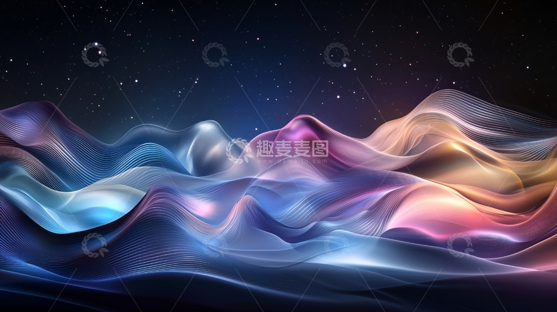 高清大图下载【趣麦麦图】抽象彩色光线波浪背景
