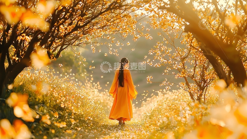 高清大图下载【趣麦麦图】秋日黄昏下的唯美背影