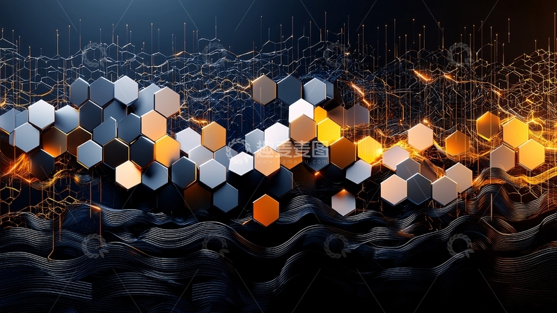 高清大图下载【趣麦麦图】科技感六边形矩阵