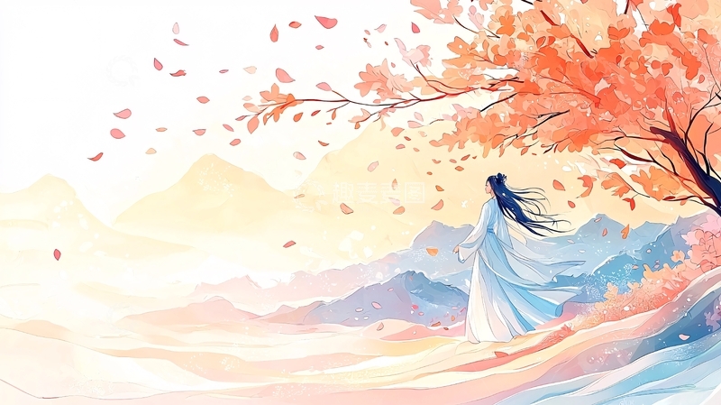 高清大图下载【趣麦麦图】古风女子树下赏景