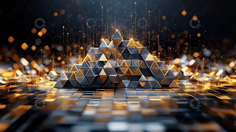 高清大图下载【趣麦麦图】未来科技感的立方体山峰