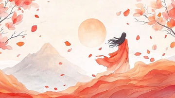古风女子赏月背景