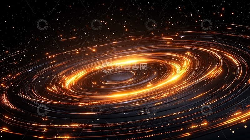 高清大图下载【趣麦麦图】金色光环围绕的宇宙星云