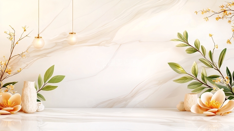 高清大图下载【趣麦麦图】浅色背景上的植物花卉装饰