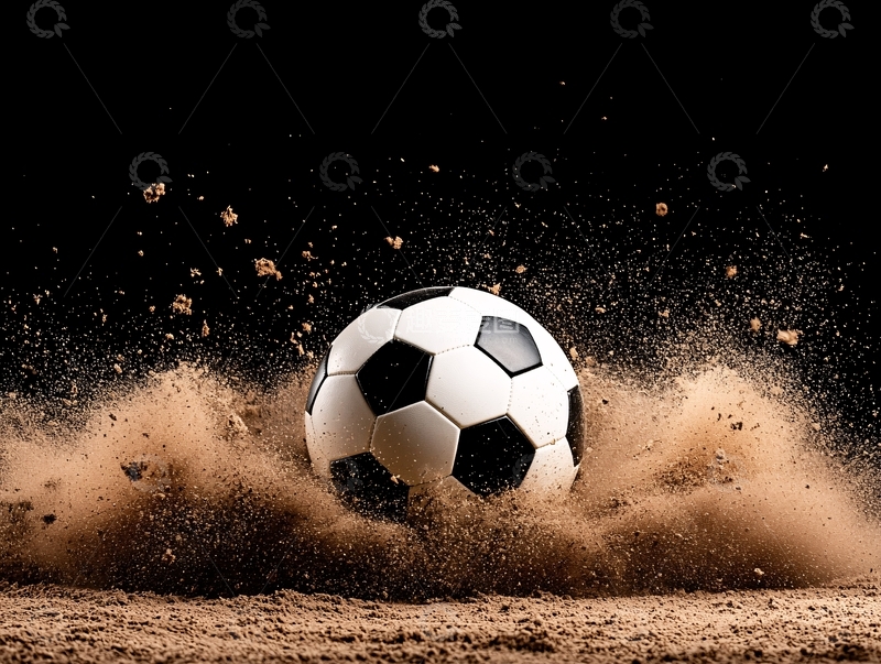 高清大图下载【趣麦麦图】足球踢起尘土飞扬