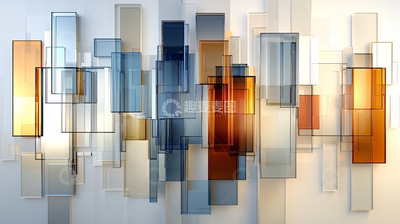 高清大图下载【趣麦麦图】抽象玻璃矩形堆叠