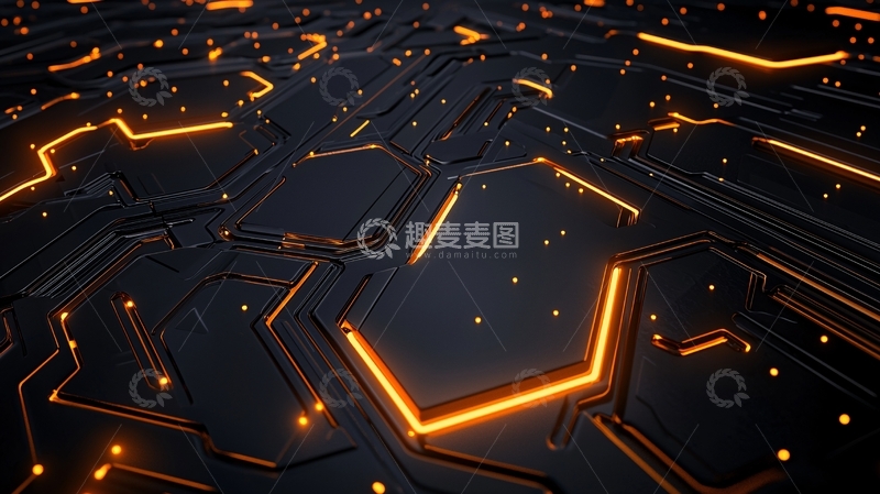 高清大图下载【趣麦麦图】科技电路板发光纹理背景
