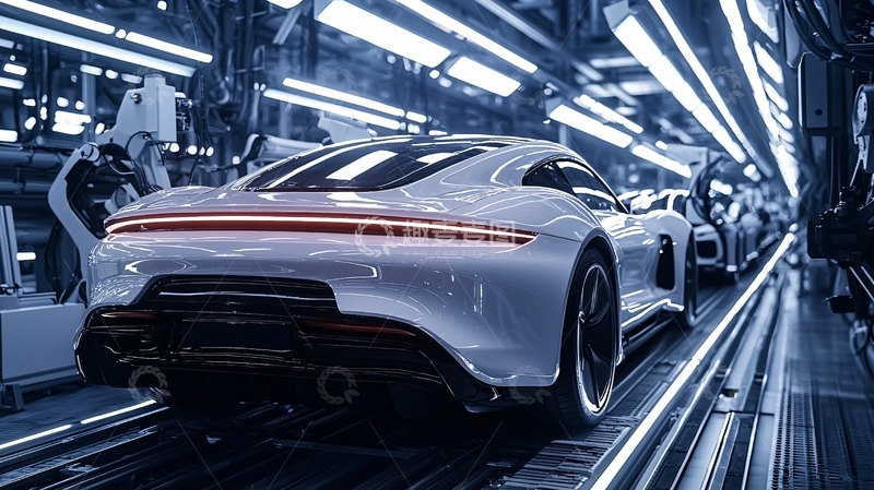 高清大图下载【趣麦麦图】汽车生产线上车辆尾部特写