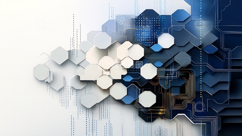 高清大图下载【趣麦麦图】六边形组成的抽象科技图案