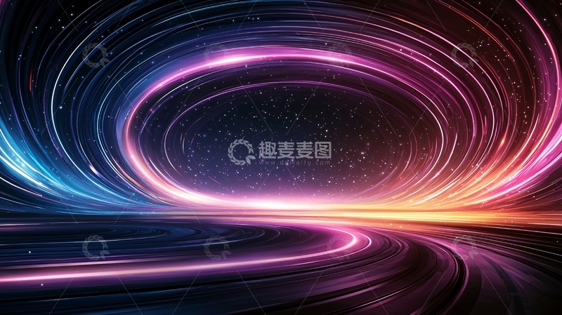 高清大图下载【趣麦麦图】绚丽光线汇聚的抽象空间