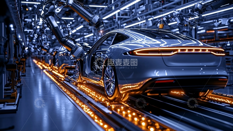 高清大图下载【趣麦麦图】汽车生产线上