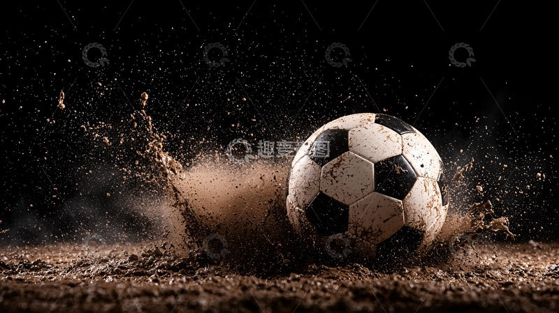 高清大图下载【趣麦麦图】足球在泥土中飞溅
