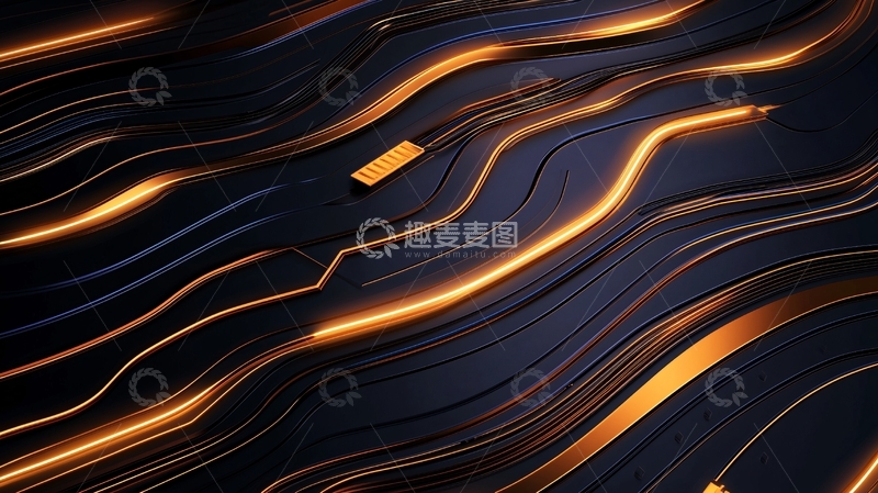 高清大图下载【趣麦麦图】金色线条在深色背景上流动