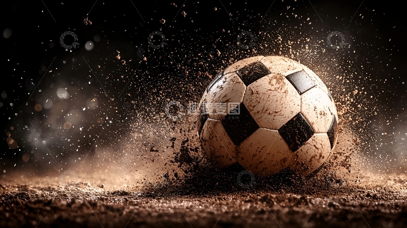 高清大图下载【趣麦麦图】足球在泥土中飞溅