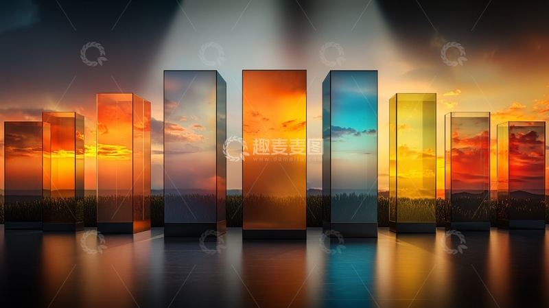高清大图下载【趣麦麦图】彩色透明柱子排列