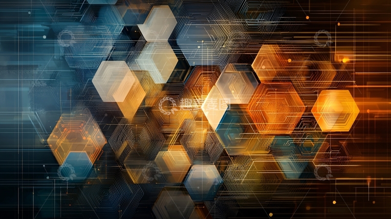 高清大图下载【趣麦麦图】科技感蜂巢抽象背景