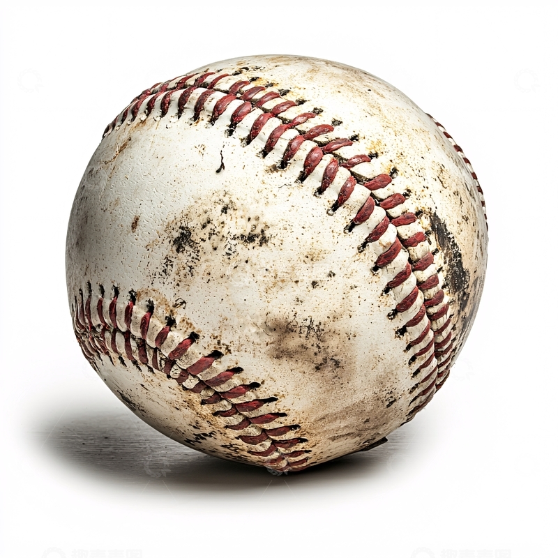 高清大图下载【趣麦麦图】白色旧棒球特写