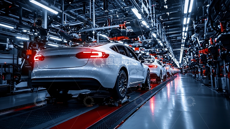 高清大图下载【趣麦麦图】汽车装配线上