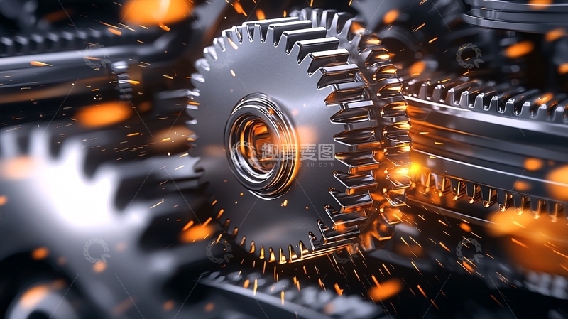 高清大图下载【趣麦麦图】精密金属齿轮运作特写