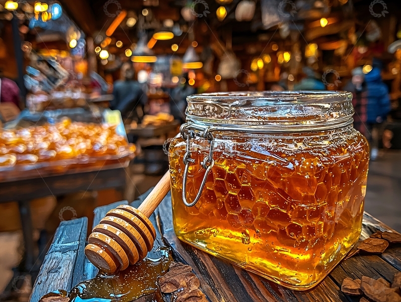 高清大图下载【趣麦麦图】琥珀色蜂蜜罐