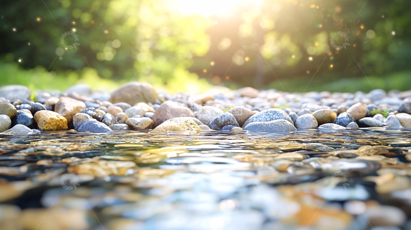高清大图下载【趣麦麦图】清澈溪流阳光下的石头