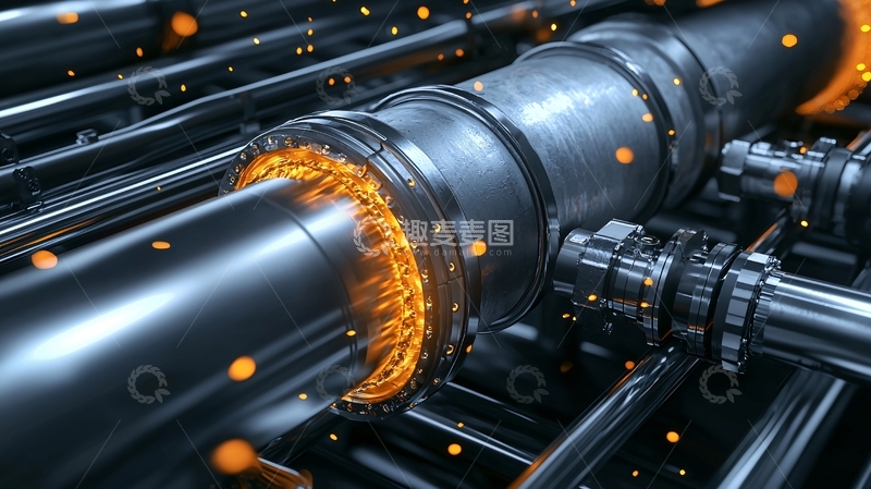 高清大图下载【趣麦麦图】金属管道科技感光晕
