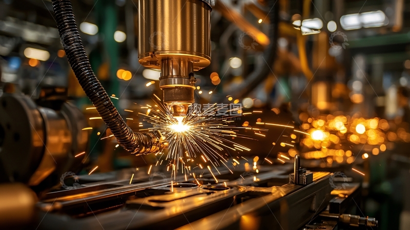 高清大图下载【趣麦麦图】金属激光切割焊接火花特写
