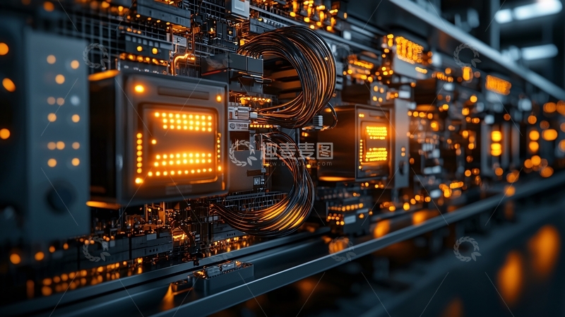 高清大图下载【趣麦麦图】微芯片上的电路发光