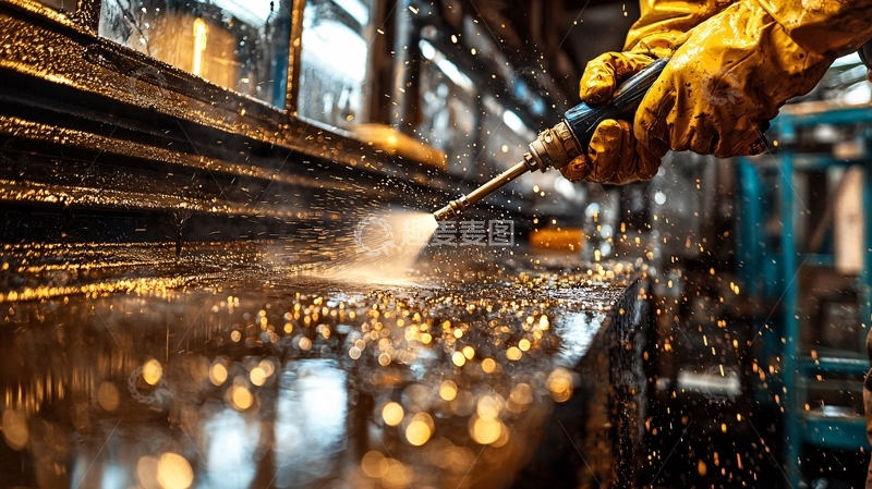 高清大图下载【趣麦麦图】金属表面高压水枪清洗