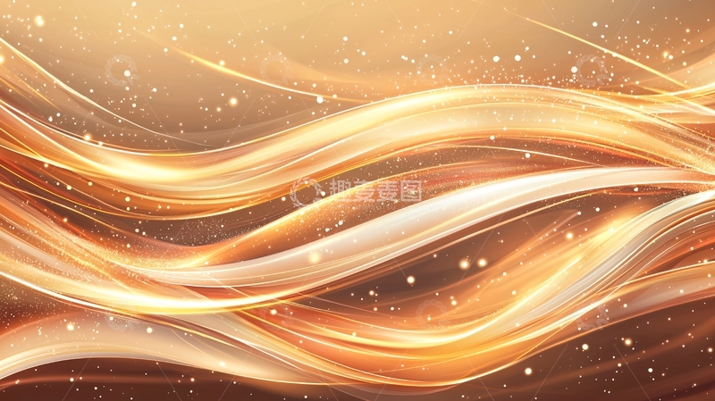 高清大图下载【趣麦麦图】金色曲线流动背景