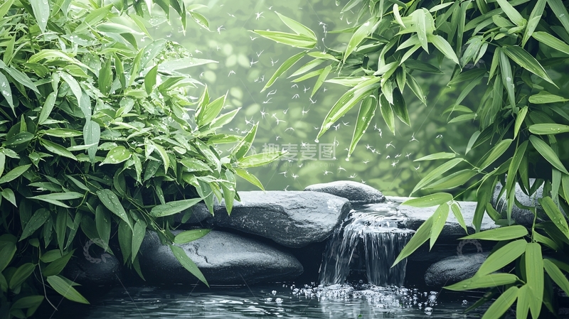 高清大图下载【趣麦麦图】竹林里的宁静小溪