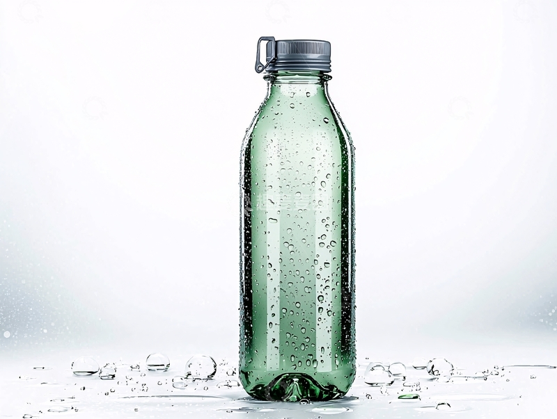 高清大图下载【趣麦麦图】绿色塑料水瓶特写