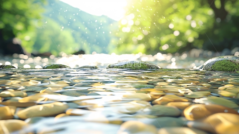 高清大图下载【趣麦麦图】清澈溪流阳光洒落