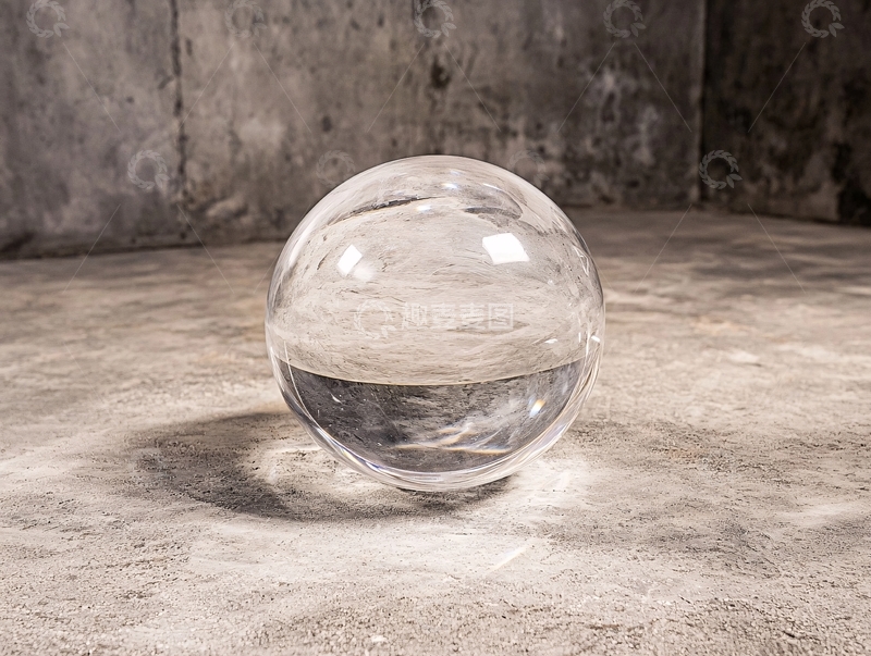 高清大图下载【趣麦麦图】透明水晶球与水泥地面