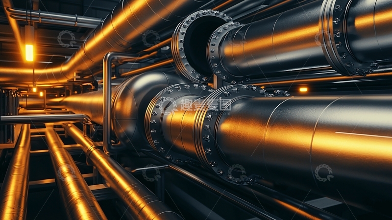 高清大图下载【趣麦麦图】金属管道交错的工业场景